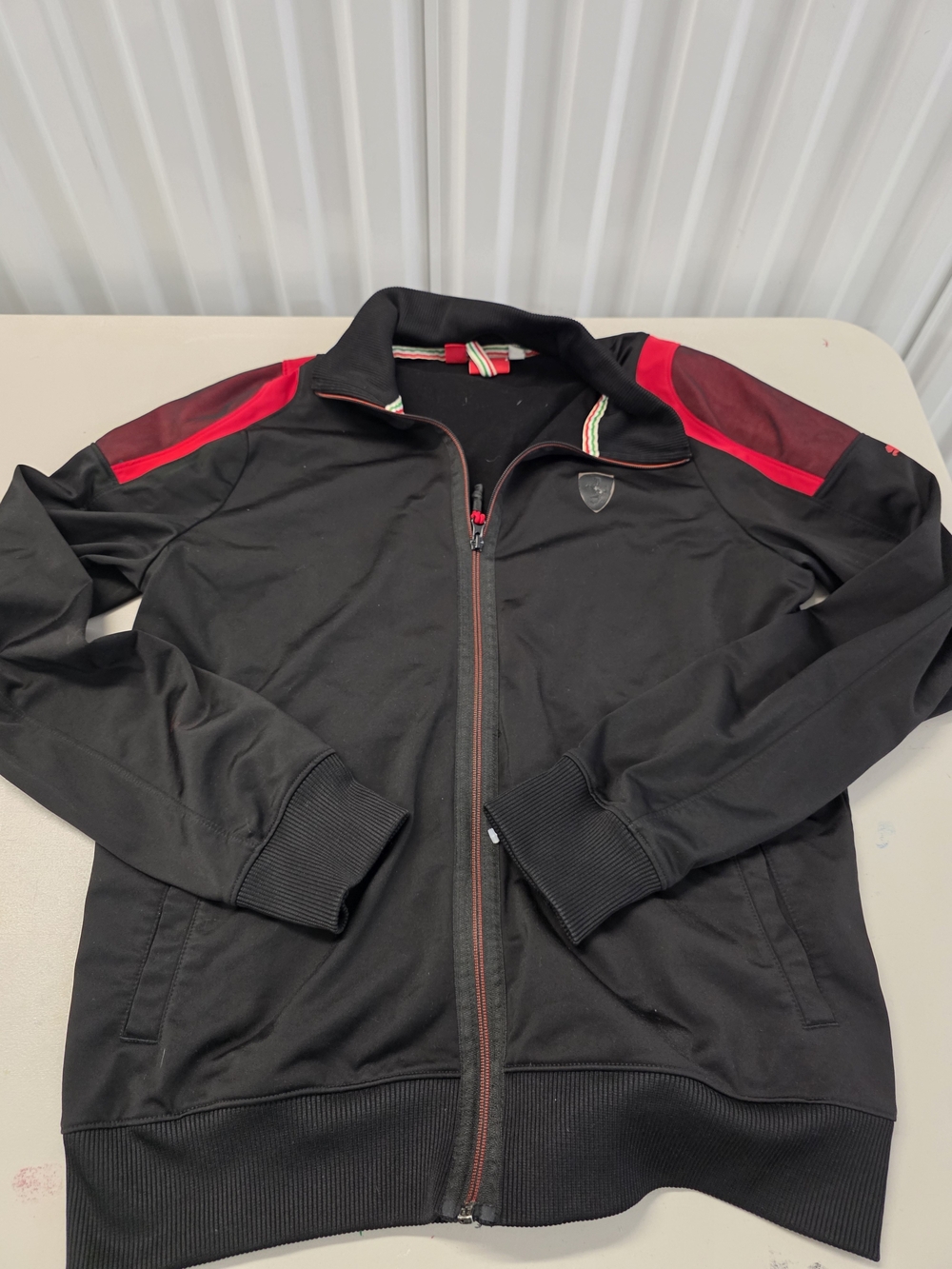 PUMA Scuderia Ferrari Track Jacket Mens Black Casual Athletic Outerwear Men's si